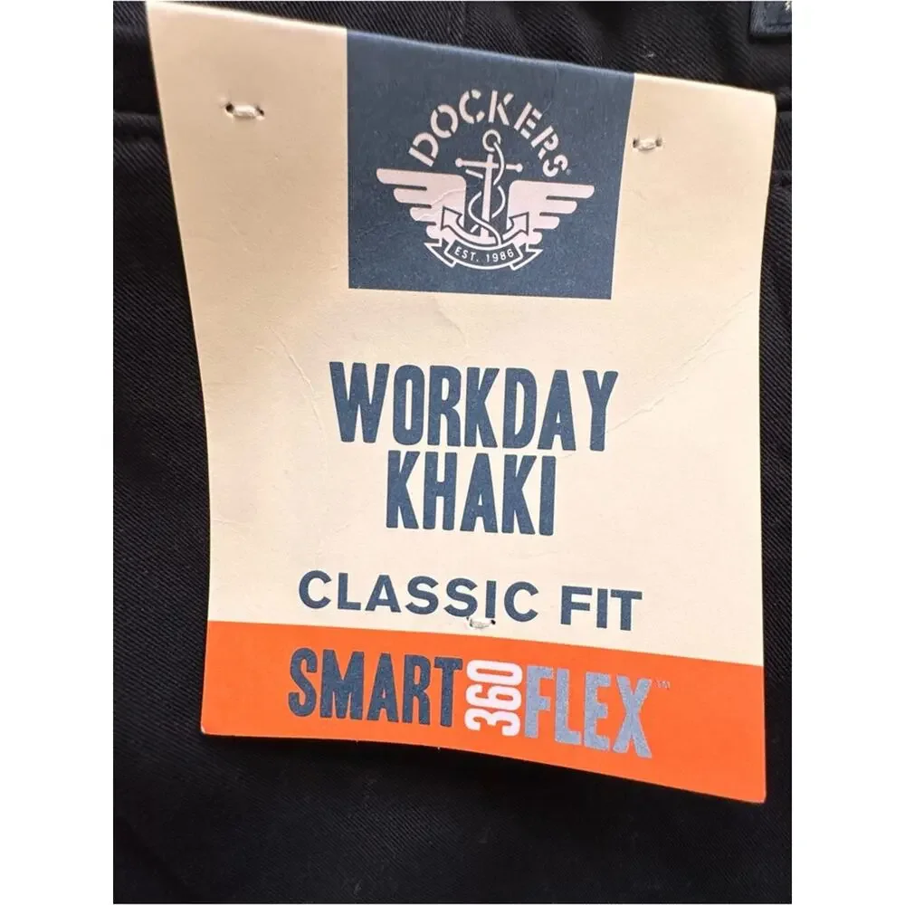 Dockers 360 Smart Flex Workday Khaki BLACK Classic Fit Pants Mens 36 x 34 NWT